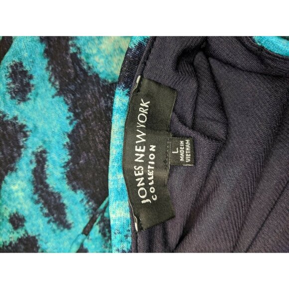 Jones New York Size L Skirt Black Teal Lined Modest Polyester Womens - Picture 5 of 6